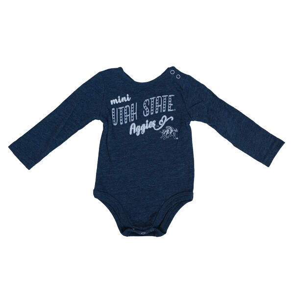 mini utah state aggies long-sleeve infant criss-cross back onesie